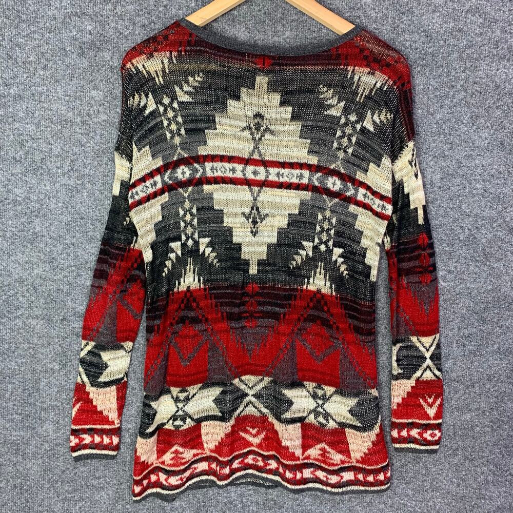 VINTAGE Denim & Supply Ralph Lauren Women's XS Red Geometric Aztec Sweater - Picture 3 of 8